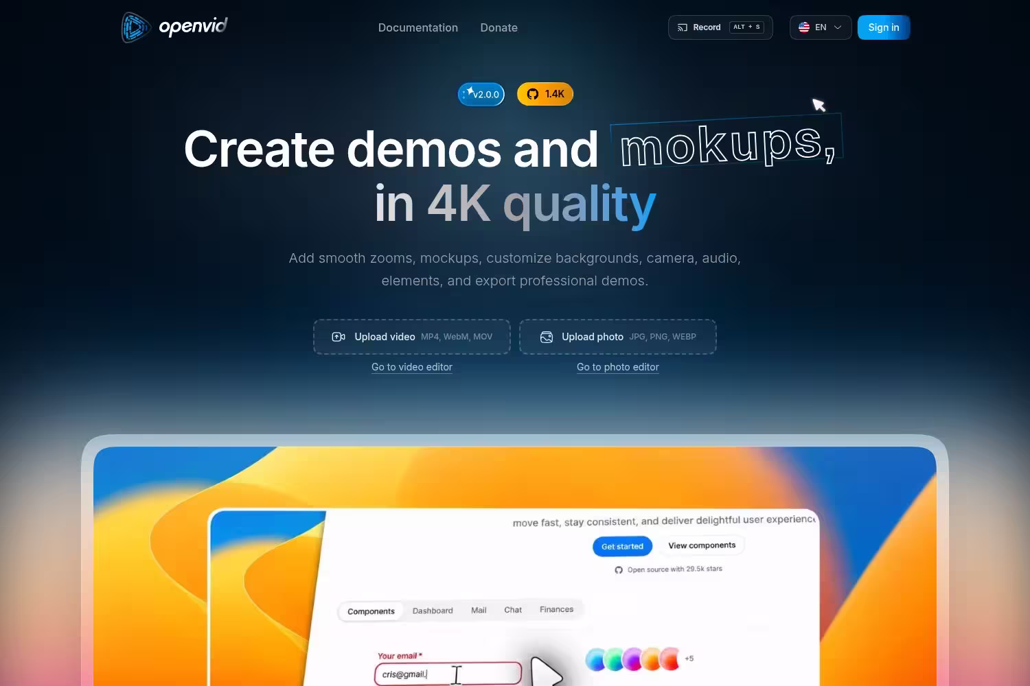 openvid - Demos en el navegador - Abrir galería de imágenes